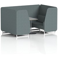 Brixworth 4 Seater Booth with Table, White Legs, Grey/Silver Table, Main Line Flax Fabric, Westminster Panels And Sofa