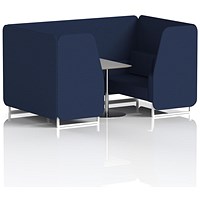 Brixworth 4 Seater Booth with Table, White Legs, Grey/Silver Table, Synergy Fabric, Alike Panels And Sofa