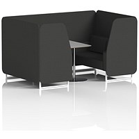Brixworth 4 Seater Booth with Table, White Legs, Grey/Silver Table, Synergy Fabric, Mix Panels And Sofa