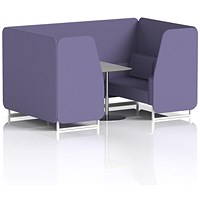 Brixworth 4 Seater Booth with Table, White Legs, Grey/Silver Table, Synergy Fabric, Order Panels And Sofa