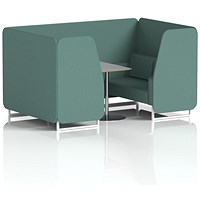 Brixworth 4 Seater Booth with Table, White Legs, Grey/Silver Table, Sumi Fabric, Handa Panels And Sofa