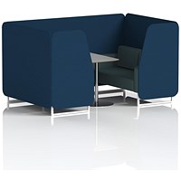 Brixworth 4 Seater Booth with Table, White Legs, Grey/Silver Table, X2 Fabric, Calculus Panels And Polygon Sofa