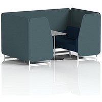 Brixworth 4 Seater Booth with Table, White Legs, Grey/Silver Table, X2 Fabric, Polygon Panels And Calculus Sofa