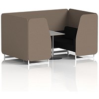 Brixworth 4 Seater Booth with Table, White Legs, Grey/Silver Table, X2 Fabric, Theory Panels And Diameter Sofa