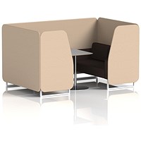 Brixworth 4 Seater Booth with Table, White Legs, Grey/Silver Table, Synergy Fabric, Affix Panels And Wed Sofa