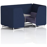 Brixworth 4 Seater Booth with Table, White Legs, Grey/Silver Table, Synergy Fabric, Alike Panels And Order Sofa
