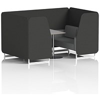 Brixworth 4 Seater Booth with Table, White Legs, Grey/Silver Table, Synergy Fabric, Mix Panels And Partner Sofa