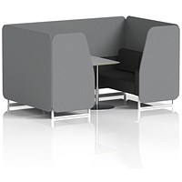 Brixworth 4 Seater Booth with Table, White Legs, Grey/Silver Table, Synergy Fabric, Partner Panels And Mix Sofa