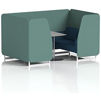 Brixworth 4 Seater Booth with Table, White Legs, Grey/Silver Table, Sumi Fabric, Handa Panels And Uto Sofa