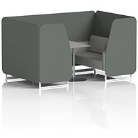 Brixworth 4 Seater Booth with Table, White Legs, Grey/Silver Table, Sumi Fabric, Kobe Panels And Tokyo Sofa