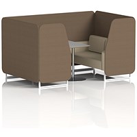 Brixworth 4 Seater Booth with Table, White Legs, Grey/Silver Table, Sumi Fabric, Osaka Panels And Zen Sofa