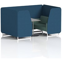 Brixworth 4 Seater Booth with Table, White Legs, Grey/Silver Table, Sumi Fabric, Uto Panels And Handa Sofa