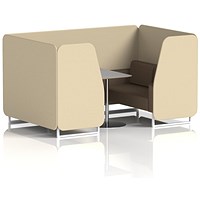 Brixworth 4 Seater Booth with Table, White Legs, Grey/Silver Table, Sumi Fabric, Zen Panels And Osaka Sofa
