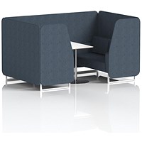 Brixworth 4 Seater Booth with Table, White Legs, White/Silver Table, Rivet Fabric, Crucible Panels And Sofa