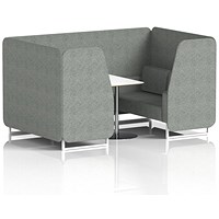 Brixworth 4 Seater Booth with Table, White Legs, White/Silver Table, Rivet Fabric, Prime Panels And Sofa