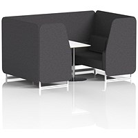 Brixworth 4 Seater Booth with Table, White Legs, White/Silver Table, X2 Fabric, Arithmetic Panels And Sofa