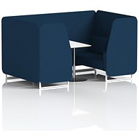 Brixworth 4 Seater Booth with Table, White Legs, White/Silver Table, X2 Fabric, Calculus Panels And Sofa