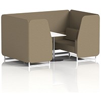 Brixworth 4 Seater Booth with Table, White Legs, White/Silver Table, Main Line Flax Fabric, Bank Panels And Sofa