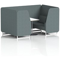 Brixworth 4 Seater Booth with Table, White Legs, White/Silver Table, Main Line Flax Fabric, Westminster Panels And Sofa