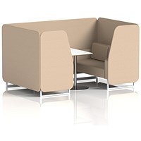 Brixworth 4 Seater Booth with Table, White Legs, White/Silver Table, Synergy Fabric, Affix Panels And Sofa