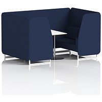 Brixworth 4 Seater Booth with Table, White Legs, White/Silver Table, Synergy Fabric, Alike Panels And Sofa