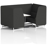 Brixworth 4 Seater Booth with Table, White Legs, White/Silver Table, Synergy Fabric, Mix Panels And Sofa