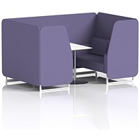 Brixworth 4 Seater Booth with Table, White Legs, White/Silver Table, Synergy Fabric, Order Panels And Sofa