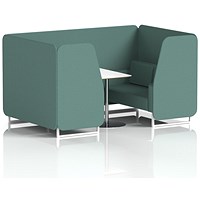 Brixworth 4 Seater Booth with Table, White Legs, White/Silver Table, Sumi Fabric, Handa Panels And Sofa