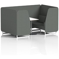 Brixworth 4 Seater Booth with Table, White Legs, White/Silver Table, Sumi Fabric, Kobe Panels And Sofa