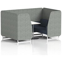 Brixworth 4 Seater Booth with Table, White Legs, White/Silver Table, Rivet Fabric, Prime Panels And Crucible Sofa