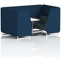 Brixworth 4 Seater Booth with Table, White Legs, White/Silver Table, X2 Fabric, Calculus Panels And Polygon Sofa
