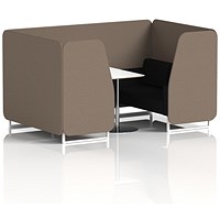 Brixworth 4 Seater Booth with Table, White Legs, White/Silver Table, X2 Fabric, Theory Panels And Diameter Sofa
