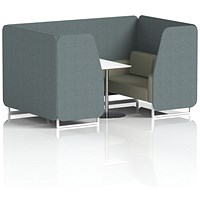 Brixworth 4 Seater Booth with Table, White Legs, White/Silver Table, Main Line Flax Fabric, Westminster Panels And Newbury Sofa