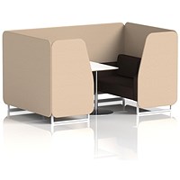 Brixworth 4 Seater Booth with Table, White Legs, White/Silver Table, Synergy Fabric, Affix Panels And Wed Sofa