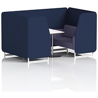 Brixworth 4 Seater Booth with Table, White Legs, White/Silver Table, Synergy Fabric, Alike Panels And Order Sofa