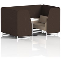 Brixworth 4 Seater Booth with Table, White Legs, White/Silver Table, Synergy Fabric, Wed Panels And Affix Sofa