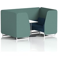 Brixworth 4 Seater Booth with Table, White Legs, White/Silver Table, Sumi Fabric, Handa Panels And Uto Sofa
