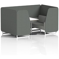 Brixworth 4 Seater Booth with Table, White Legs, White/Silver Table, Sumi Fabric, Kobe Panels And Tokyo Sofa