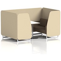 Brixworth 4 Seater Booth with Table, White Legs, White/Silver Table, Sumi Fabric, Zen Panels And Osaka Sofa