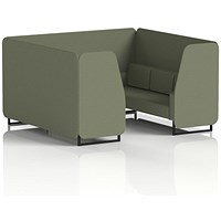 Brixworth 6 Seater Booth, Black Legs, Main Line Flax Fabric, Monument Panels And Sofa