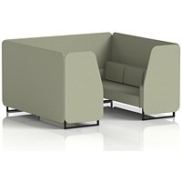 Brixworth 6 Seater Booth, Black Legs, Main Line Flax Fabric, Newbury Panels And Sofa