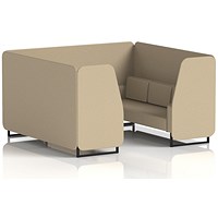 Brixworth 6 Seater Booth, Black Legs, Main Line Flax Fabric, Upminster Panels And Sofa