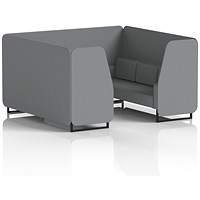 Brixworth 6 Seater Booth, Black Legs, Synergy Fabric, Partner Panels And Sofa