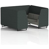 Brixworth 6 Seater Booth, Black Legs, Rivet Fabric, Charcoal Panels And Vitreous Sofa