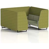 Brixworth 6 Seater Booth, Black Legs, Rivet Fabric, Olive Panels And Burnish Sofa