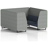 Brixworth 6 Seater Booth, Black Legs, Rivet Fabric, Prime Panels And Crucible Sofa
