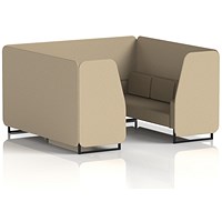 Brixworth 6 Seater Booth, Black Legs, Main Line Flax Fabric, Upminster Panels And Bank Sofa