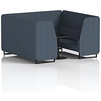Brixworth 6 Seater Booth with Table, Black Legs, Black Table, Rivet Fabric, Crucible Panels And Sofa