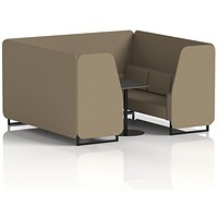 Brixworth 6 Seater Booth with Table, Black Legs, Black Table, Main Line Flax Fabric, Bank Panels And Sofa