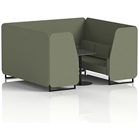 Brixworth 6 Seater Booth with Table, Black Legs, Black Table, Main Line Flax Fabric, Monument Panels And Sofa